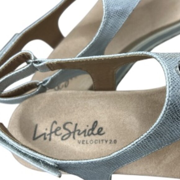 LifeStride Women’s Zeeta Silver Metallic Thong Sandal – Size 11 M - Picture 8 of 8